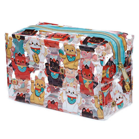 Maneki Neko Lucky Cat Clear Toiletry Bag