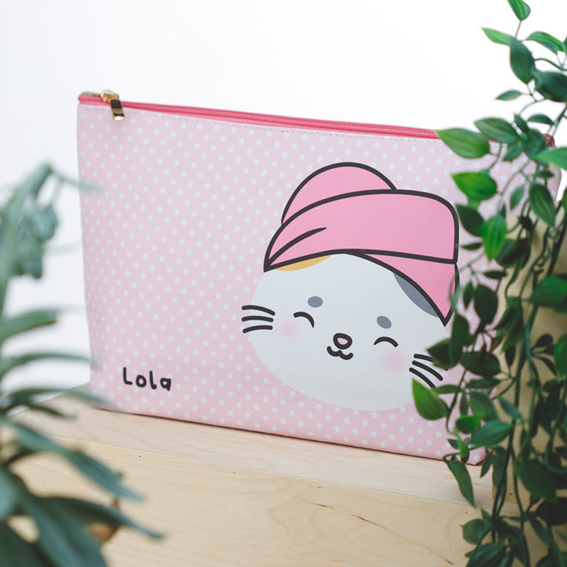Adoramals Lola the Cat Large PVC Toiletry Makeup Wash Bag