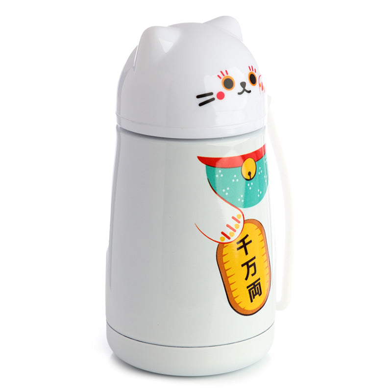 Reusable Shaped Stainless Steel Hot and Cold Thermal Insulated Drinks Bottle - Maneki Neko Lucky Cat