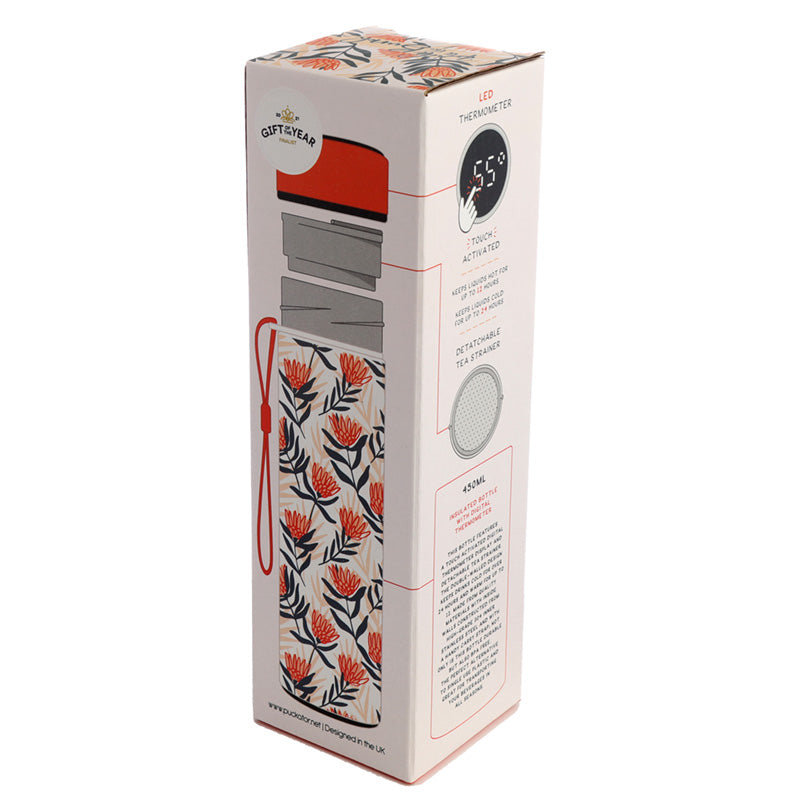 Reusable Stainless Steel Hot and Cold Insulated Drinks Bottle Digital Thermometer - Peony Pick of the Bunch