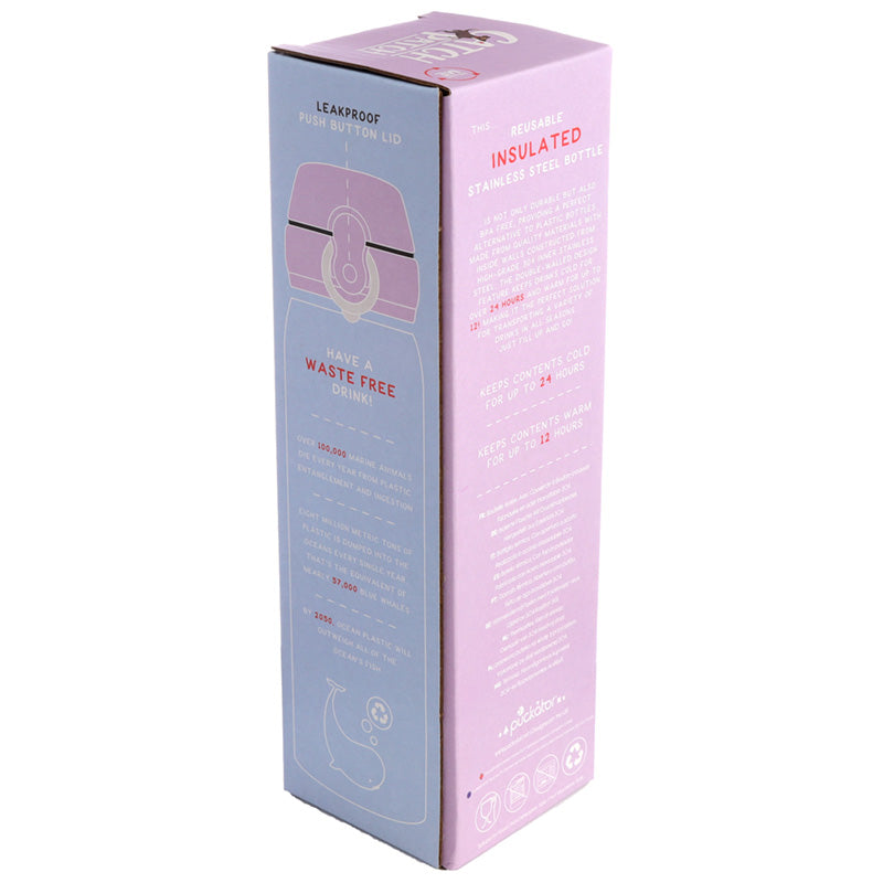 Reusable Push Top Stainless Steel Hot and Cold Thermal Insulated Drinks Bottle - Catch Patch Dog