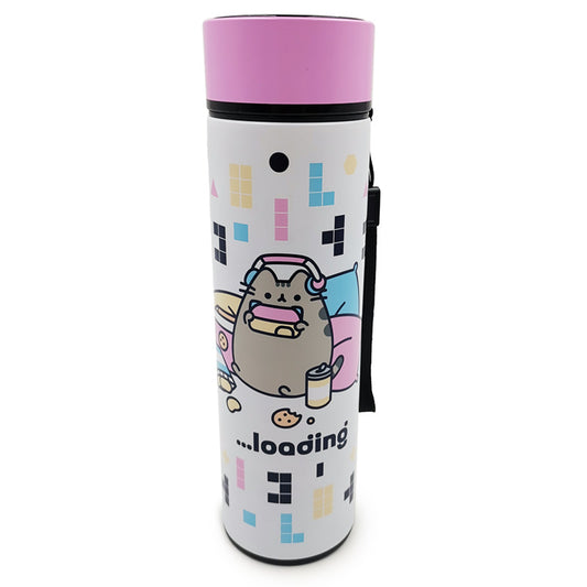 Reusable Stainless Steel Hot and Cold Insulated Drinks Bottle Digital Thermometer - Pusheen the Cat Gaming