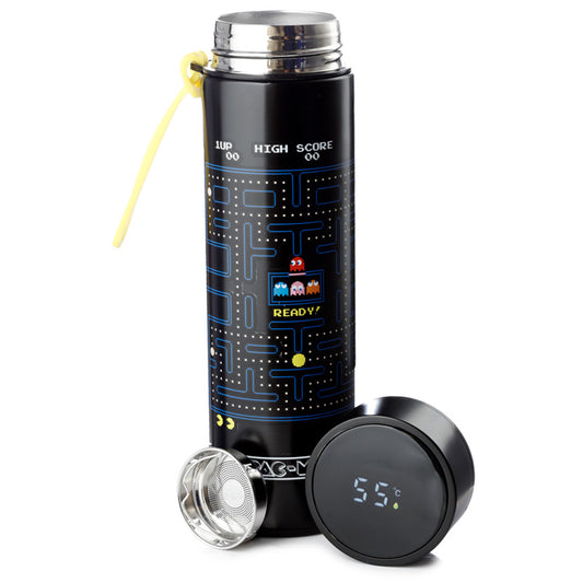 Reusable Stainless Steel Hot and Cold Insulated Drinks Bottle Digital Thermometer - Pac-Man
