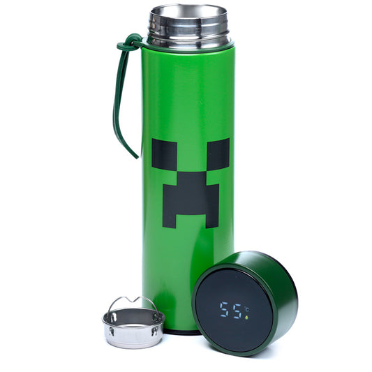 Reusable Stainless Steel Hot and Cold Insulated Drinks Bottle Digital Thermometer - Minecraft Creeper