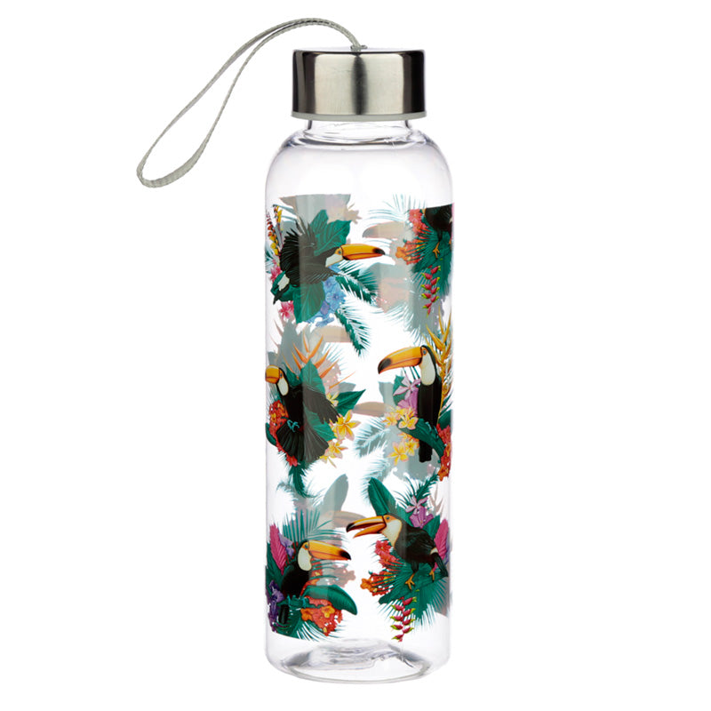 Reusable Toucan Party 500ml Water Bottle with Metallic Lid