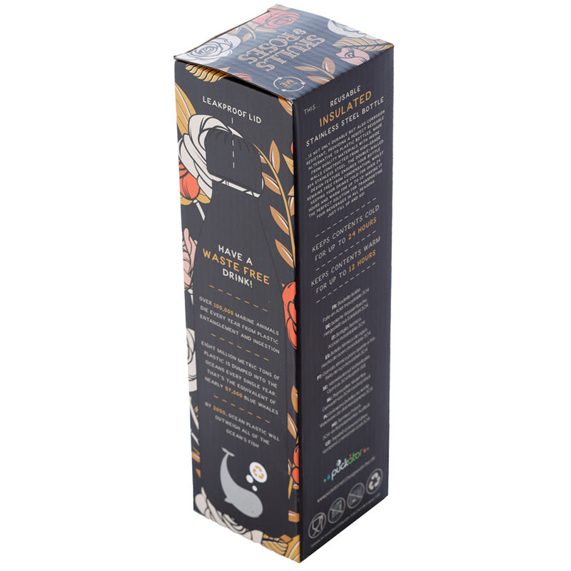 Reusable Stainless Steel Insulated Drinks Bottle 500ml - Skulls and Roses