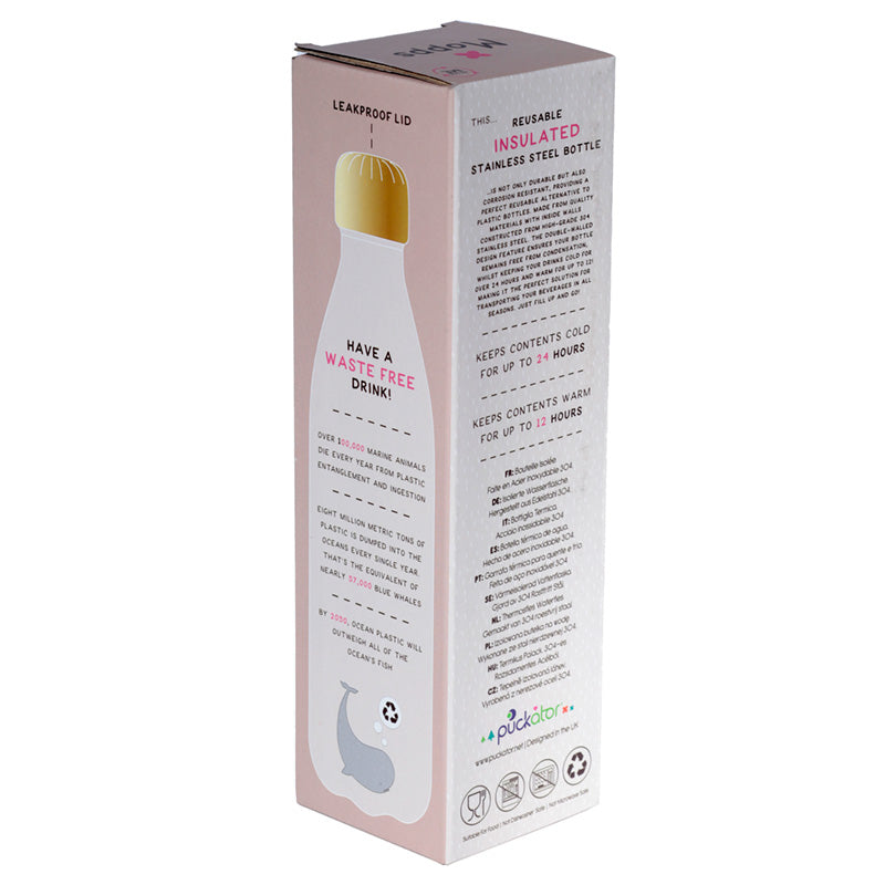 Reusable Stainless Steel Insulated Drinks Bottle 500ml - Mopps Pug