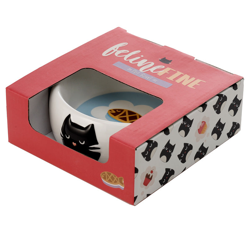 Feline Fine Cat Ceramic Pet Food Bowl
