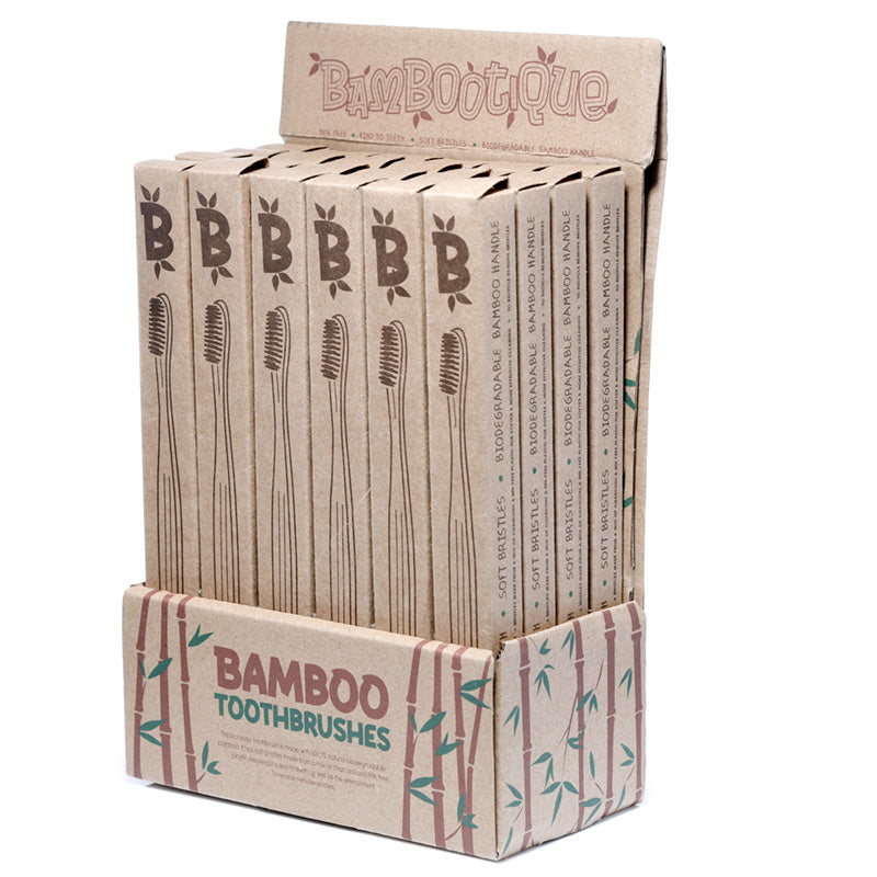 Eco-Friendly Bamboo Toothbrush with Soft Charcoal and BPA Free Plastic Bristles
