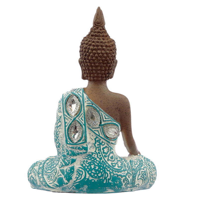 Decorative Turquoise and Brown Buddha Figurine - Lotus
