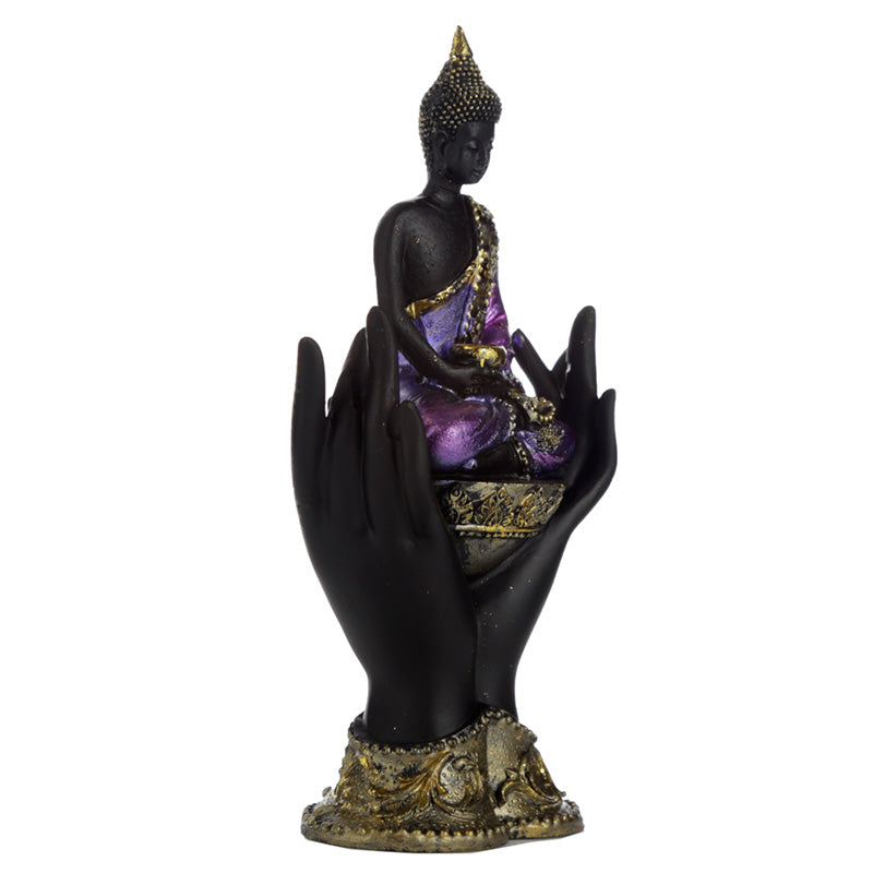 Decorative Purple, Gold and Black Thai Buddha - Sitting in Hand
