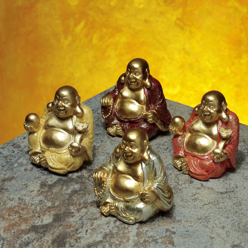 Decorative Ornament - Mini Lucky Glitter Chinese Laughing Buddha 6cm