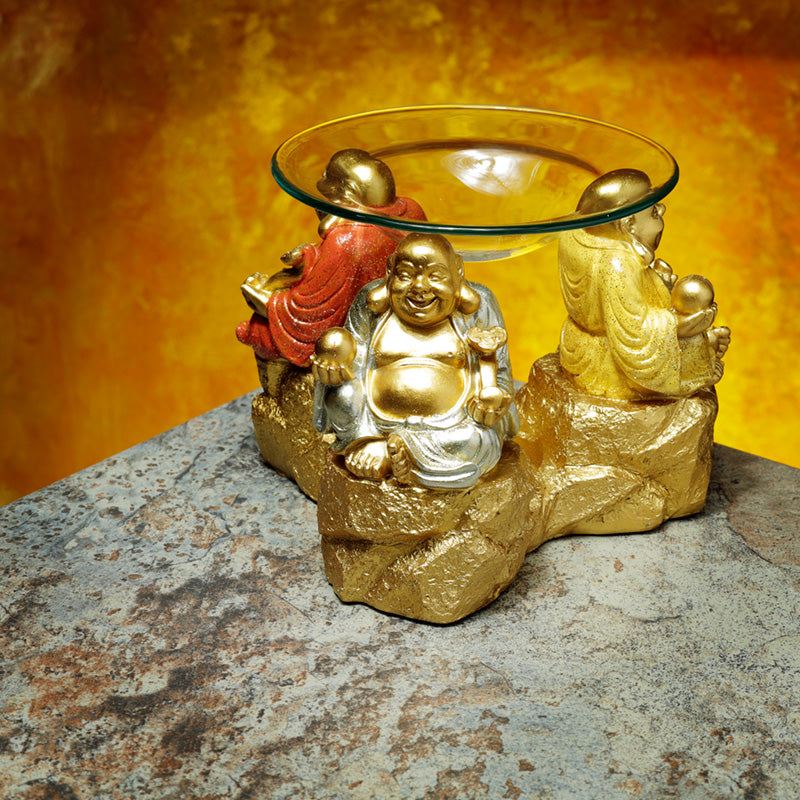 Resin Oil and Wax Burner - Lucky Glitter Laughing Chinese Buddha