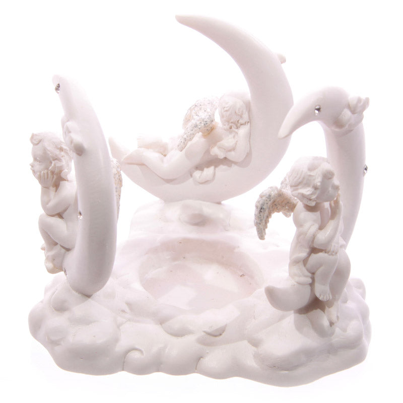 Decorative Cherub Oil and Wax Burner with Glass Dish