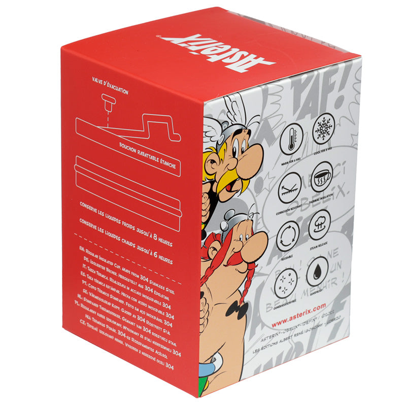 Reusable Stainless Steel Insulated Food and Drinks Cup 300ml - Asterix and Obelix Red