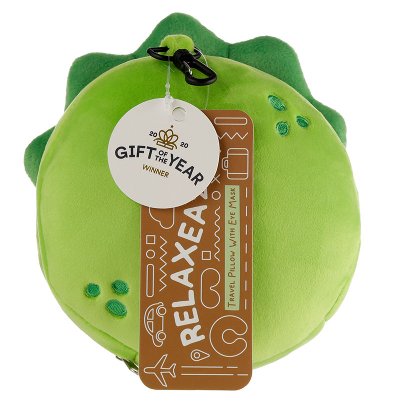 Dinosaur Relaxeazzz Plush Round Travel Pillow and Eye Mask Set