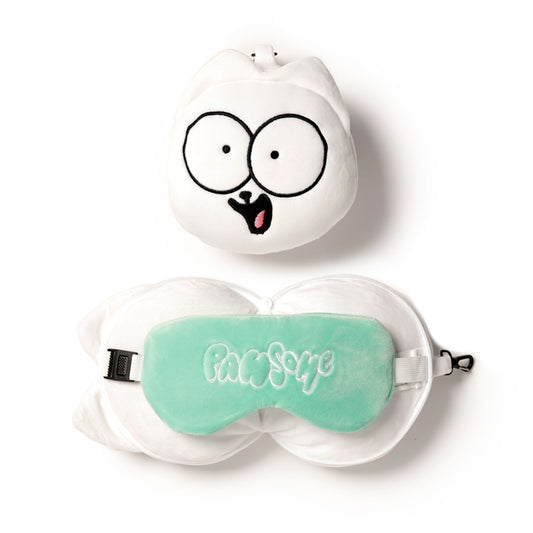 Simon's Cat Relaxeazzz Plush Round Travel Pillow  and  Eye Mask Set