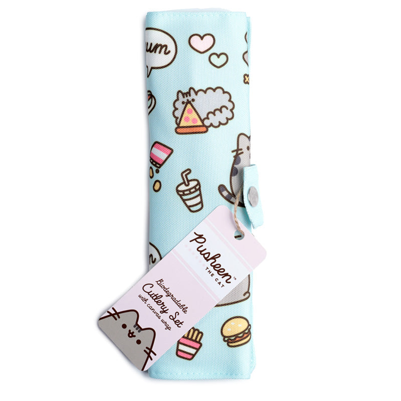 100% Natural Bamboo Cutlery 6 Piece Set - Pusheen the Cat Foodie