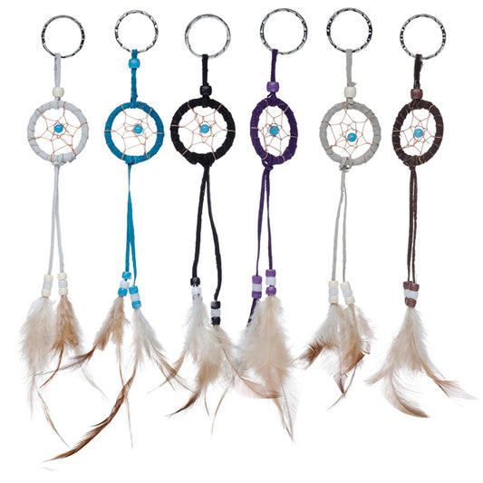Dreamcatcher Keyring - Mini Feathers with Beads