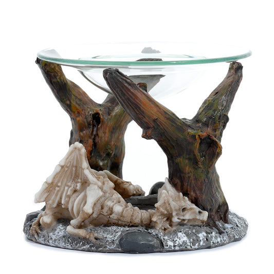 Shadows of Darkness Sleeping Bones Dragon Skeleton Oil and Wax Burner with Glass Dish
