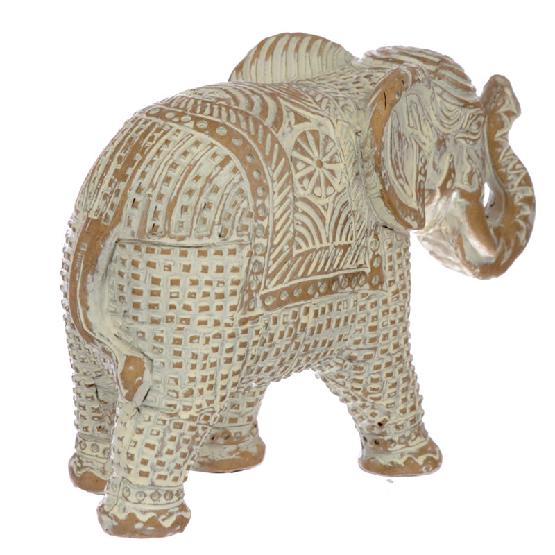 Decorative Thai Brushed White and Gold Medium Elephant