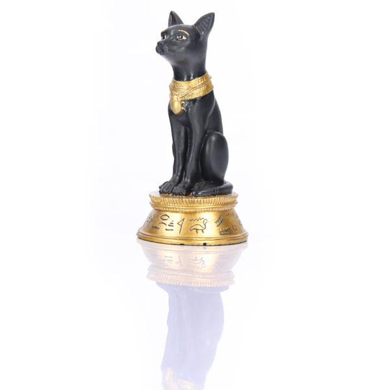 Decorative Small Black and Gold Bast Egyptian Figurine