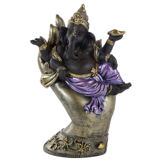Decorative Purple, Gold and Black Ganesh - Lying in Hand