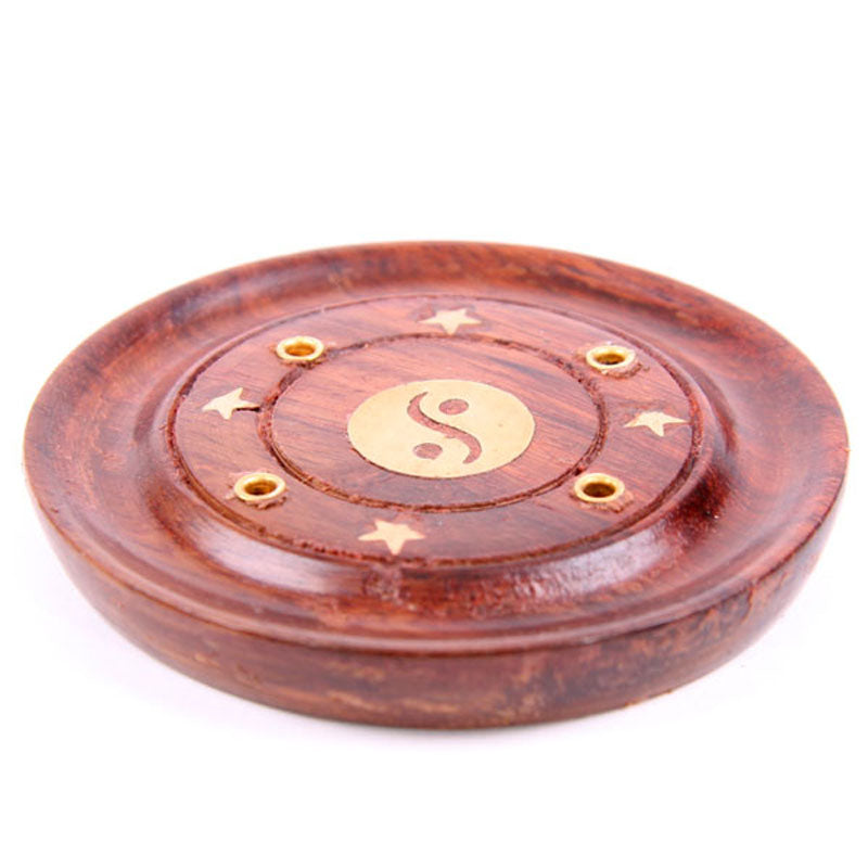 Decorative Sheesham Wood Round Yin Yang Ashcatcher