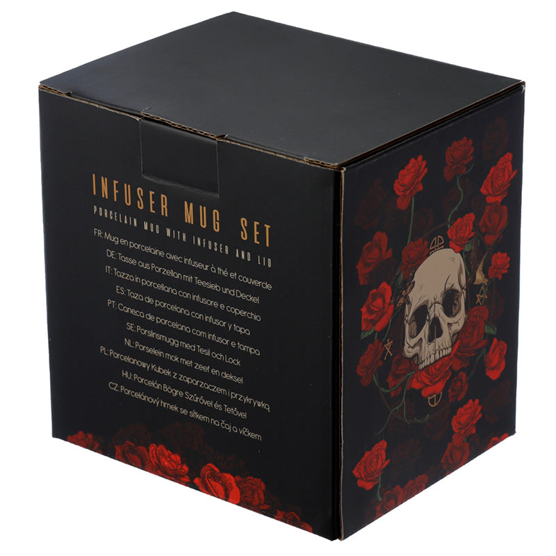 Porcelain Mug and Infuser Set - Skulls and Roses