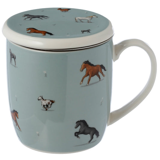 Porcelain Mug and Infuser Set - Down on the Farm Horses