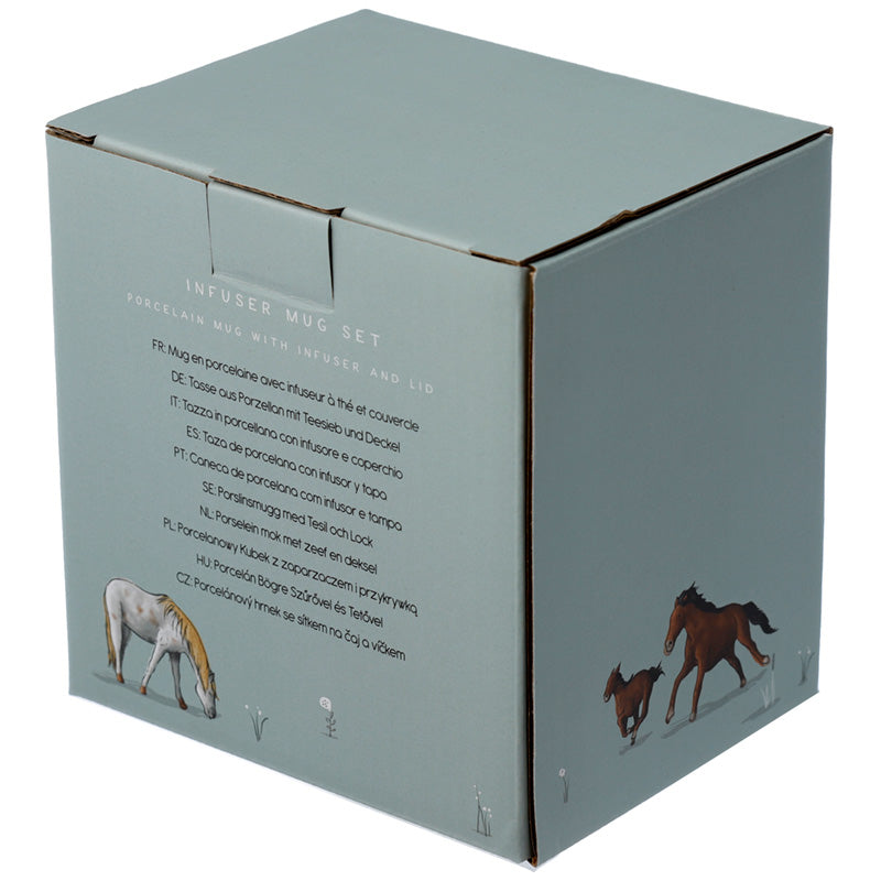 Porcelain Mug and Infuser Set - Down on the Farm Horses