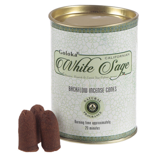 Goloka Backflow Incense Cones - White Sage