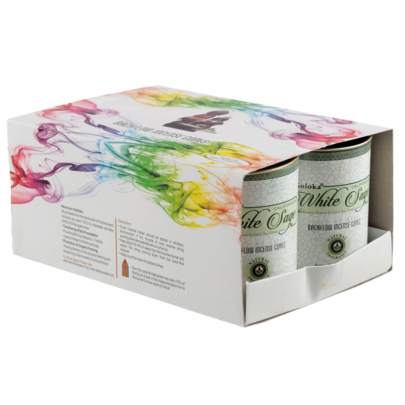 Goloka Backflow Incense Cones - White Sage