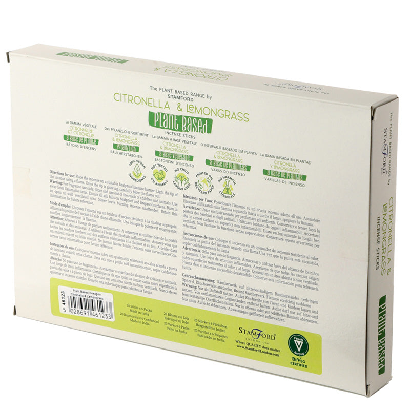 Premium Plant Based Stamford Hex Incense Sticks - Citronella and Lemongrass