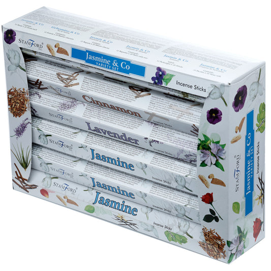 37332 Stamford Hex Incense Sticks 12 Pack Variety Set - Jasmine and Co