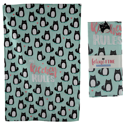 My Kitchen Rules Feline Fine Cat Poly Cotton Tea Towel