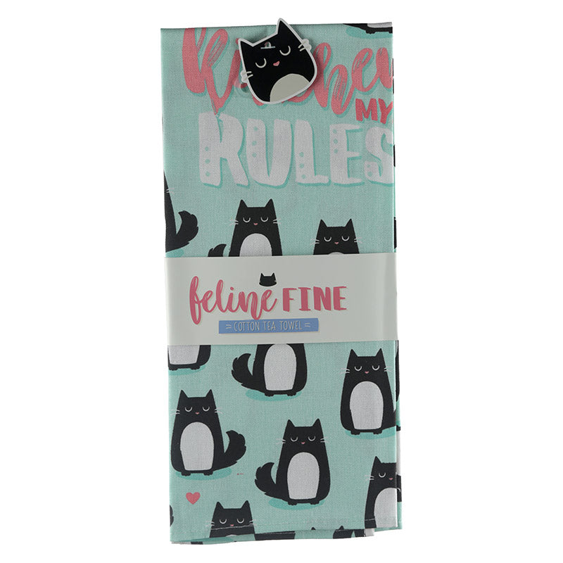 My Kitchen Rules Feline Fine Cat Poly Cotton Tea Towel