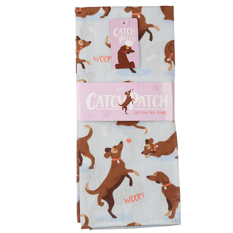 Catch Patch Dog Poly Cotton Tea Towel