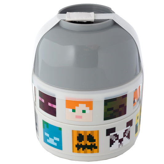 Bento Round Stacked Lunch Box - Minecraft Faces