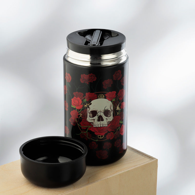 Skulls and Roses Stainless Steel Insulated Food Snack/Lunch Pot 500ml