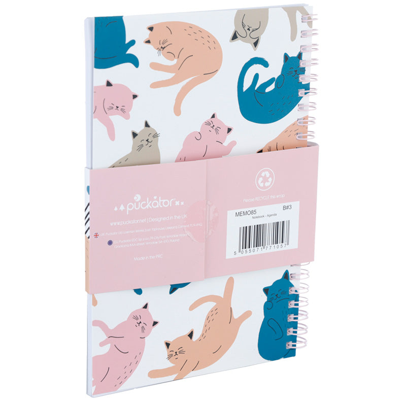 Spiral Bound A5 Lined Notebook - Cat's Life