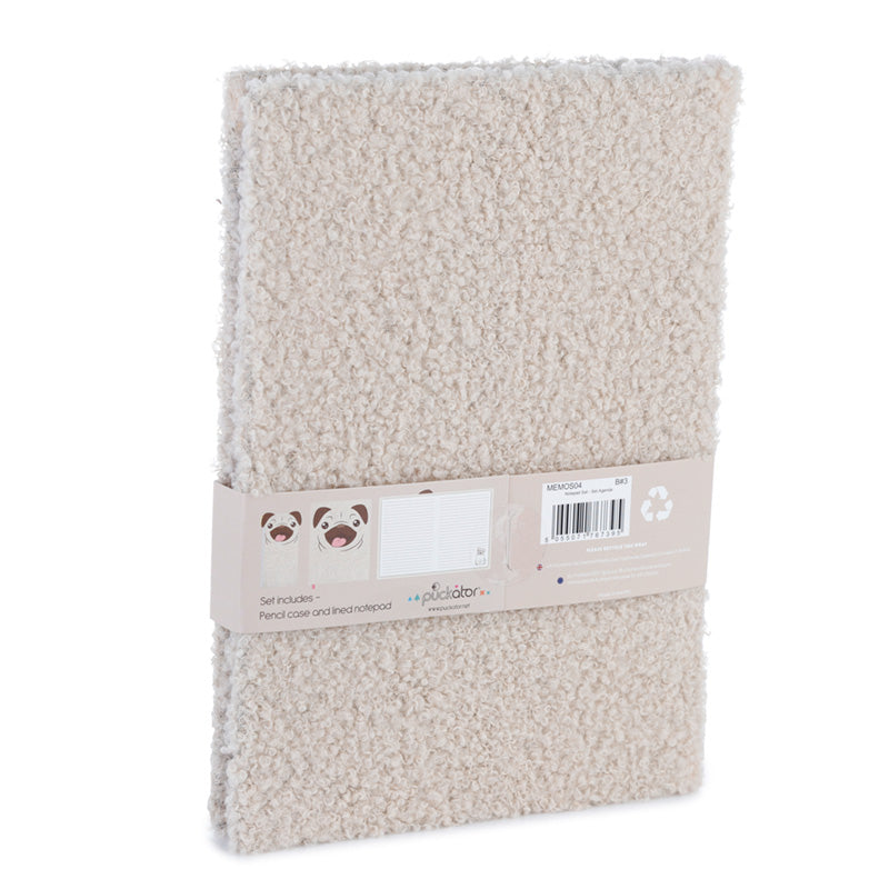 Plush Fleece A5 Notepad and Pencil Case Set - Mopps Pug