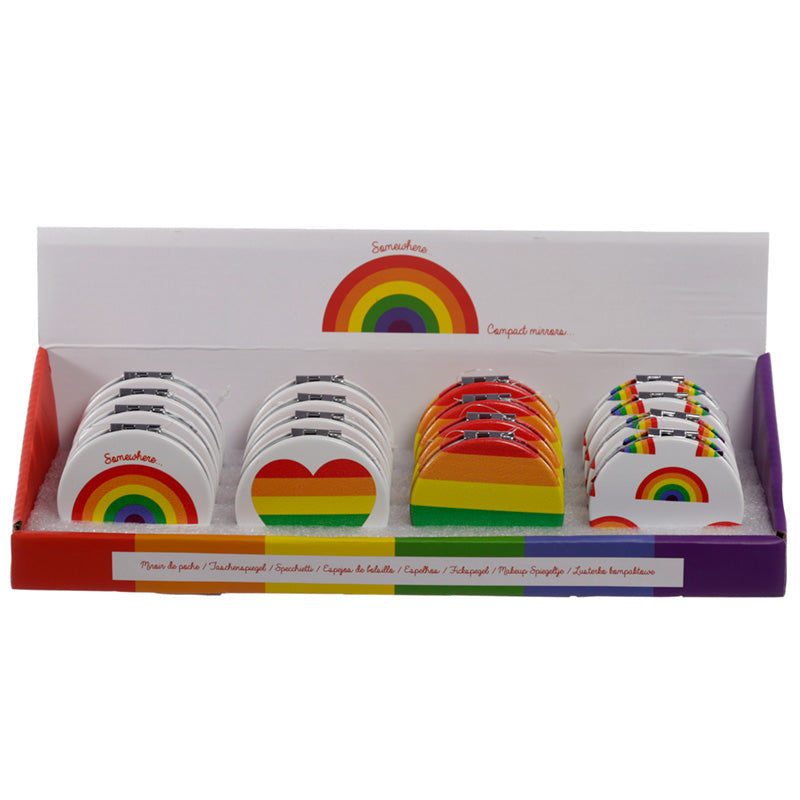 Leatherette Compact Mirror - Somewhere Rainbow