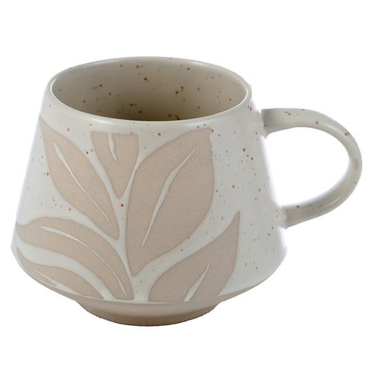 Stoneware Mug Cream Glaze Relief - Florens Hesperantha