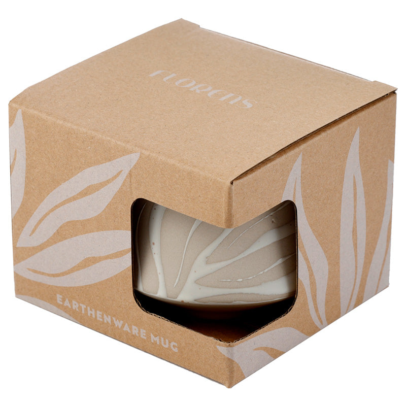 Stoneware Mug Cream Glaze Relief - Florens Hesperantha