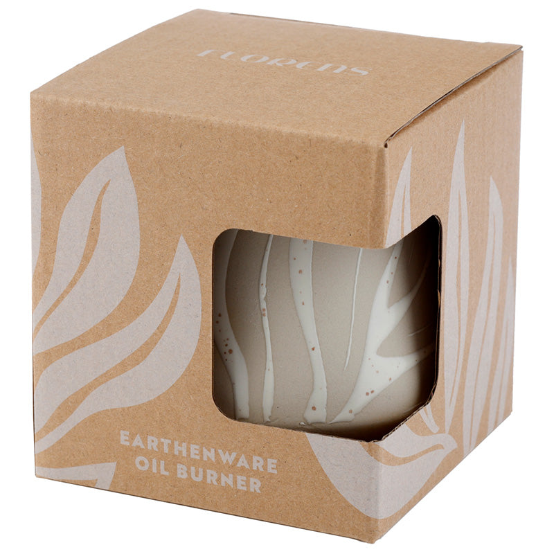 Stoneware Oil Burner - Florens Hesperantha Cream Glaze Relief