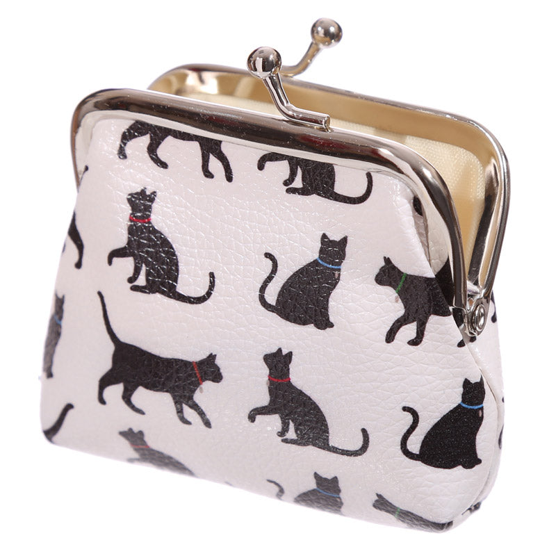 Fun Tic Tac Floral Cat Silhouette Purse
