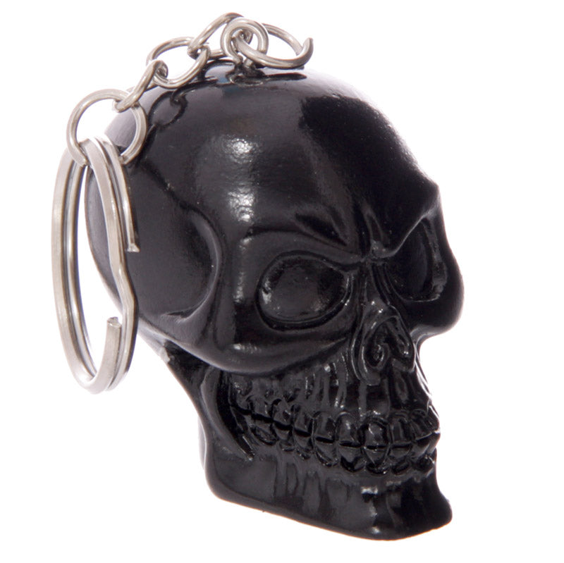 Fun Novelty Black and White Skull Keyring
