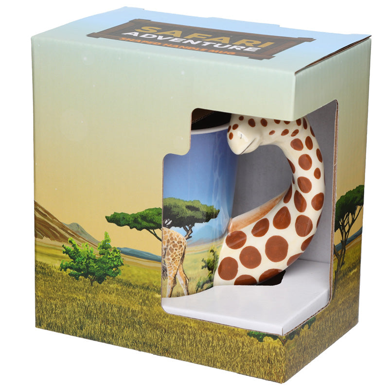 Ceramic Safari Printed Mug with Giraffe Head Handle
