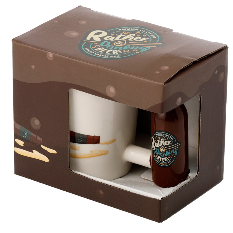 Ceramic Beer Bottle Shaped Handle Mug